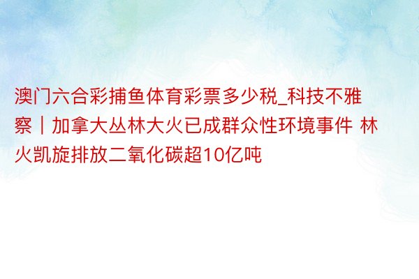 澳门六合彩捕鱼体育彩票多少税_科技不雅察｜加拿大丛林大火已成群众性环境事件 林火凯旋排放二氧化碳超10亿吨