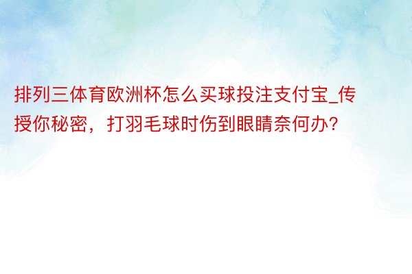 排列三体育欧洲杯怎么买球投注支付宝_传授你秘密，打羽毛球时伤到眼睛奈何办？