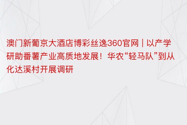 澳门新葡京大酒店博彩丝逸360官网 | 以产学研助番薯产业高质地发展！华农“轻马队”到从化达溪村开展调研