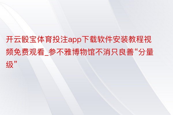 开云骰宝体育投注app下载软件安装教程视频免费观看_参不雅博物馆不消只良善“分量级”