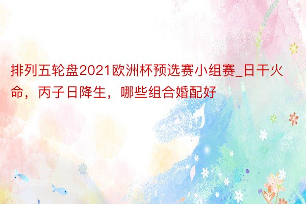 排列五轮盘2021欧洲杯预选赛小组赛_日干火命，丙子日降生，哪些组合婚配好