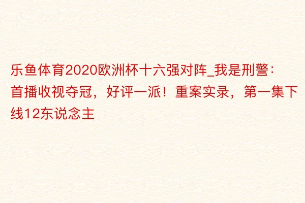 乐鱼体育2020欧洲杯十六强对阵_我是刑警：首播收视夺冠，好评一派！重案实录，第一集下线12东说念主